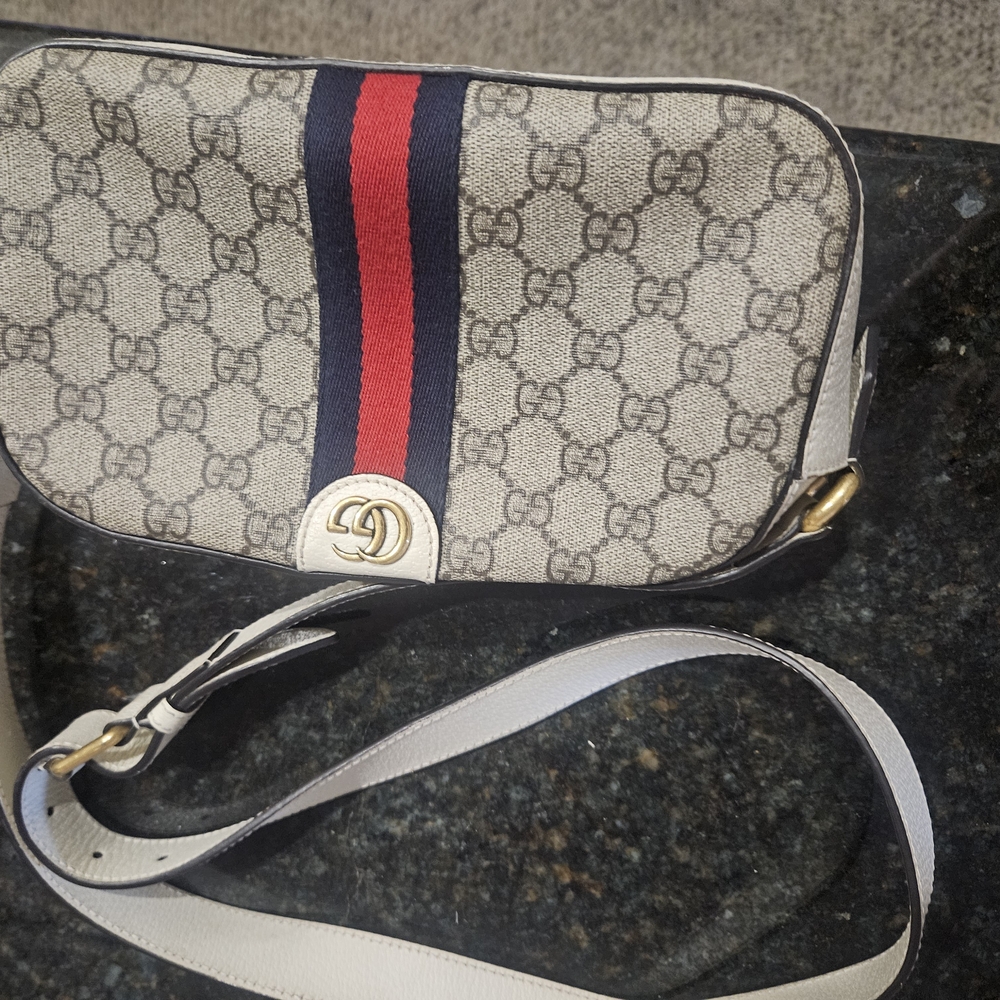 Gucci Beige and Red Crossbody Bag